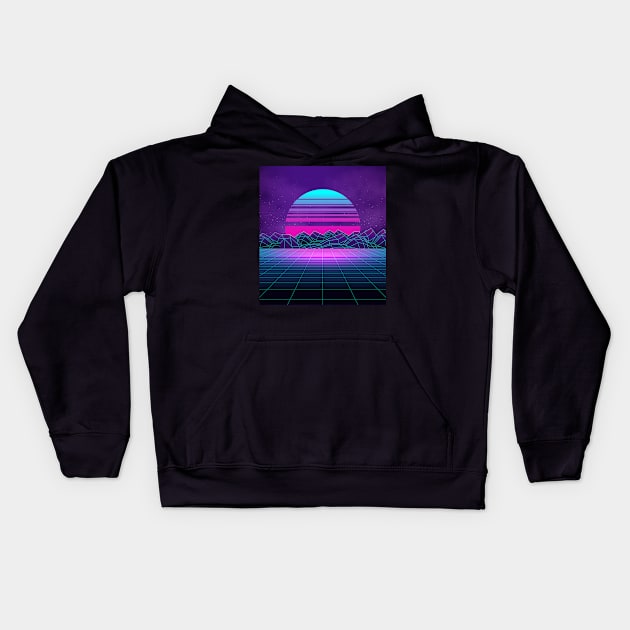 Synthwave Sunset of the 80's Kids Hoodie by edmproject